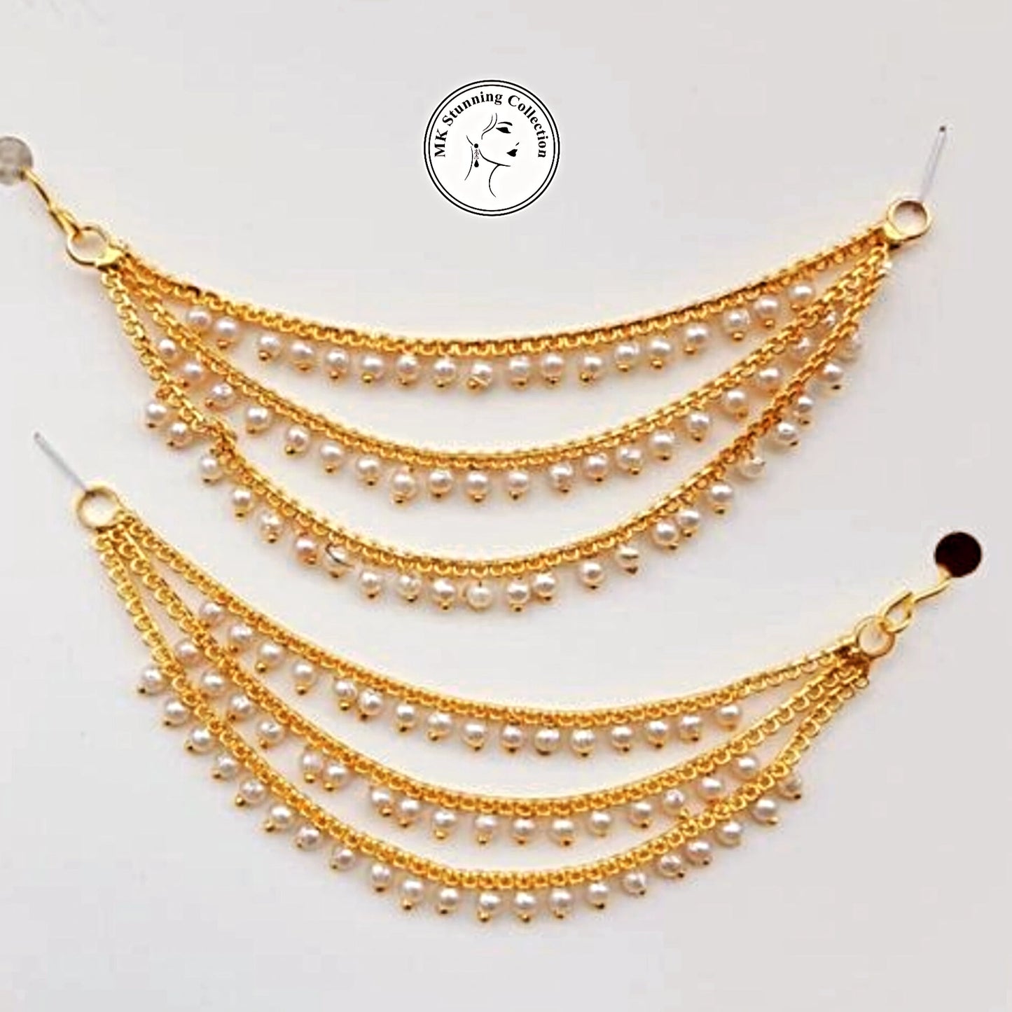 Elegant Gold Chain Earrings with Pearls