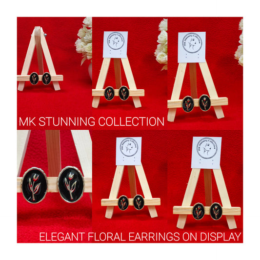 Elegant Floral Earrings on Display