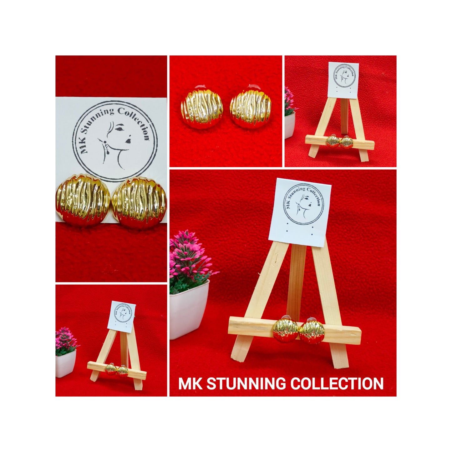 Elegant Textured Gold Stud Earrings