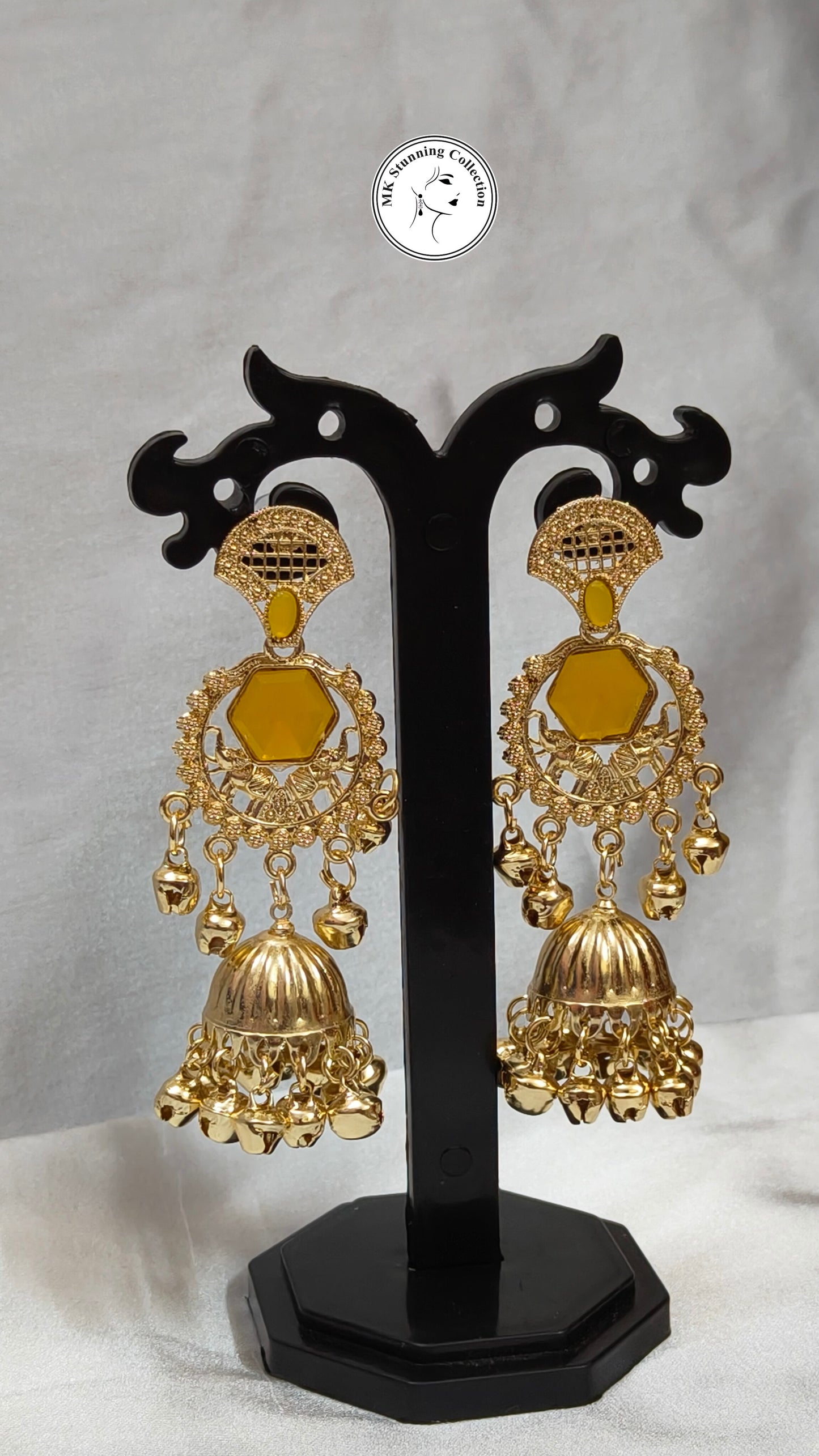 Elegant Yellow Stone Jhumka Earrings