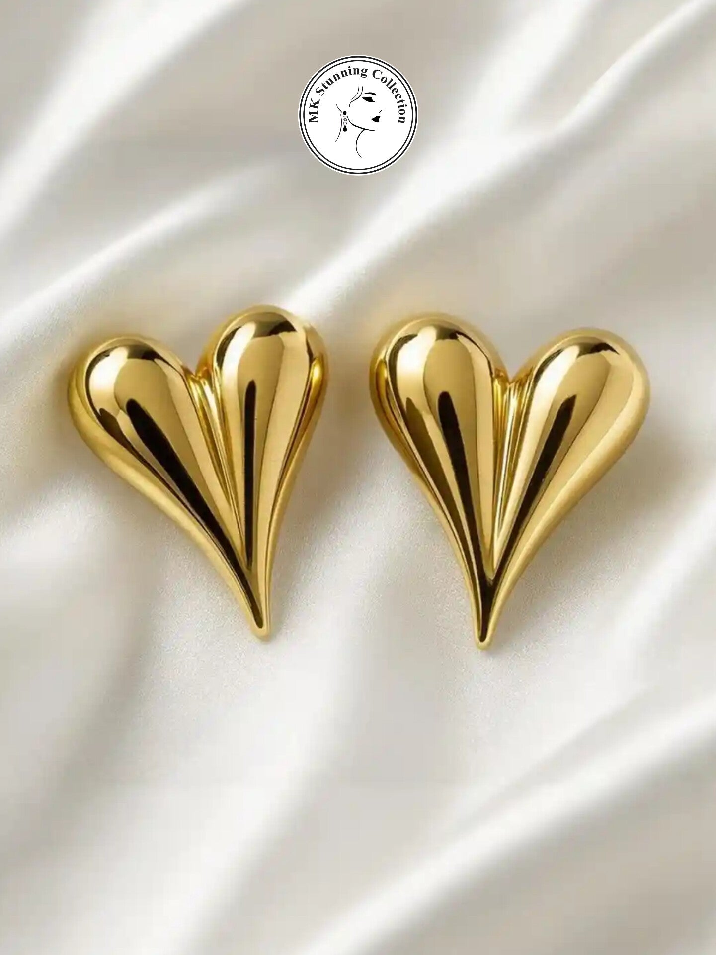 Elegant Gold Heart Statement Earrings
