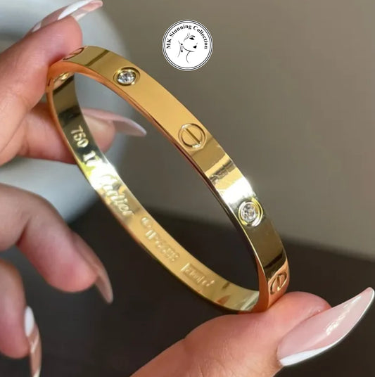 Gold Screw Motif Bangle Bracelet – Luxury Inspired Elegance