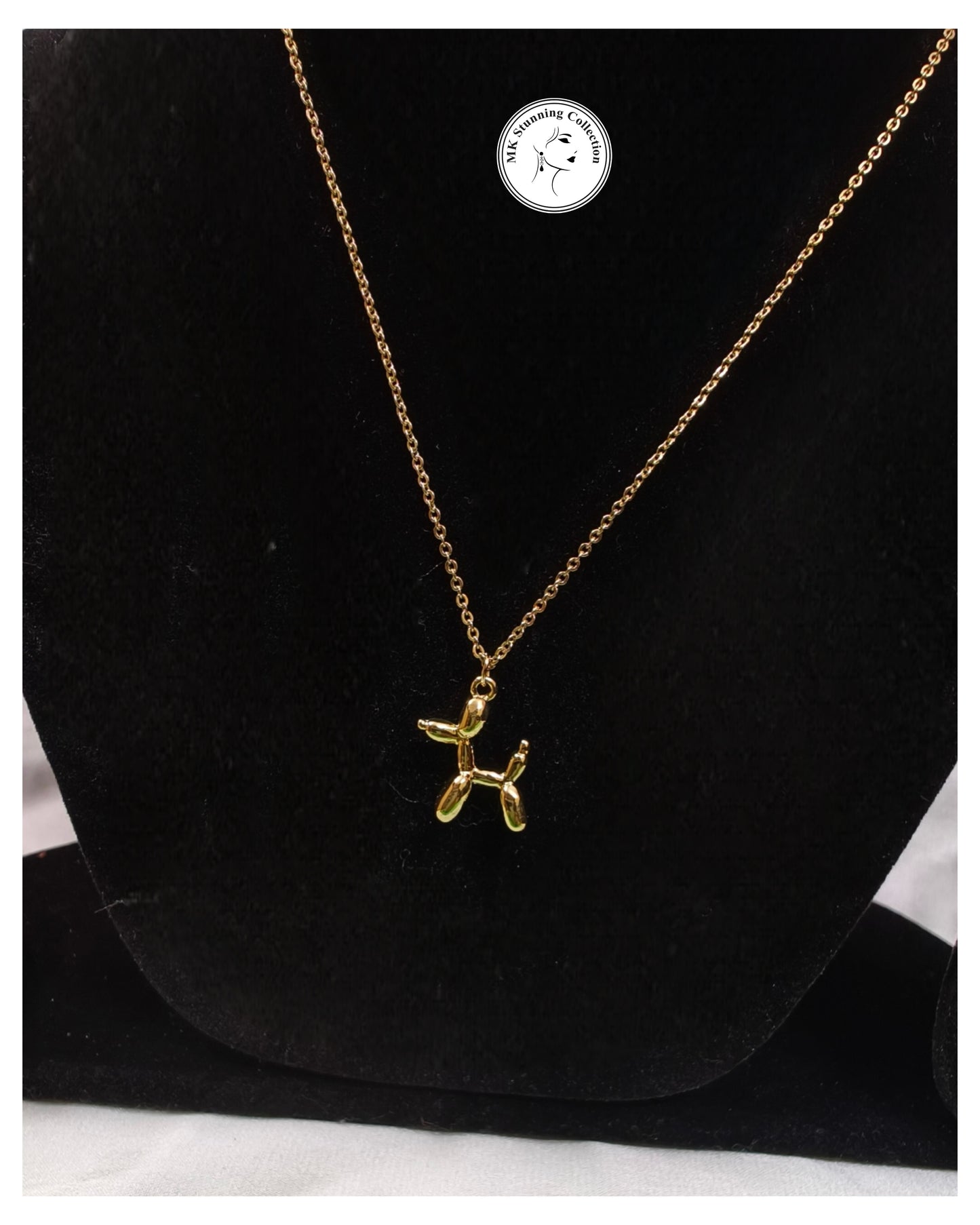 Gold Balloon Dog Pendant Necklace – Playful Minimalist Charm