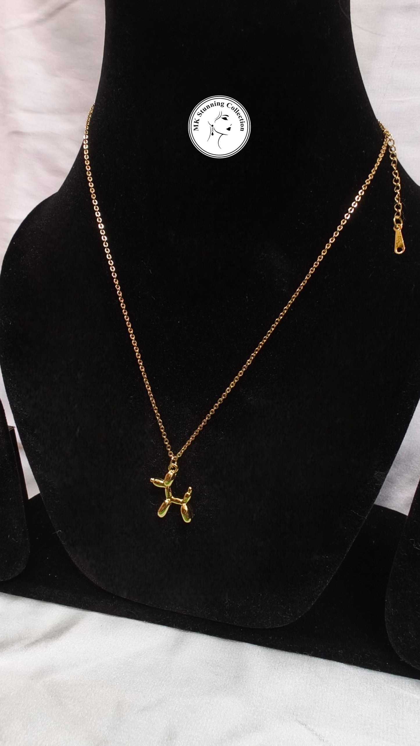 Gold Balloon Dog Pendant Necklace – Playful Minimalist Charm