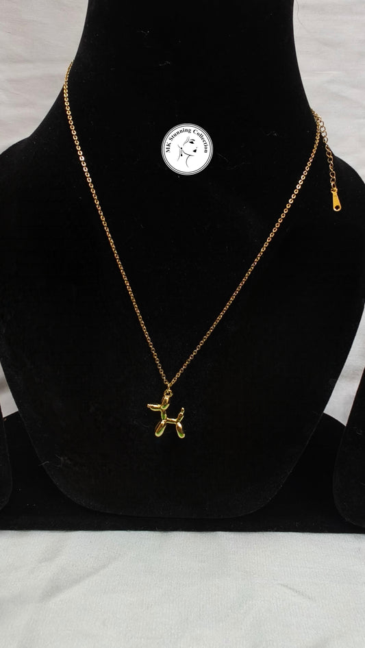 Gold Balloon Dog Pendant Necklace – Playful Minimalist Charm