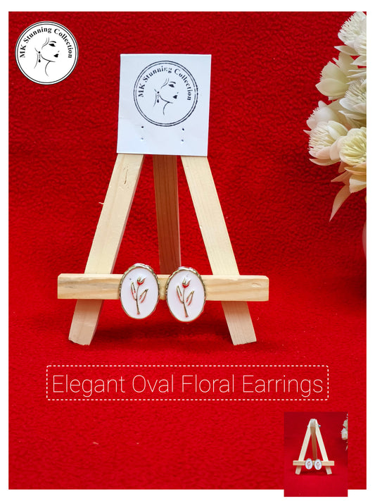 Elegant Oval Floral Earrings
