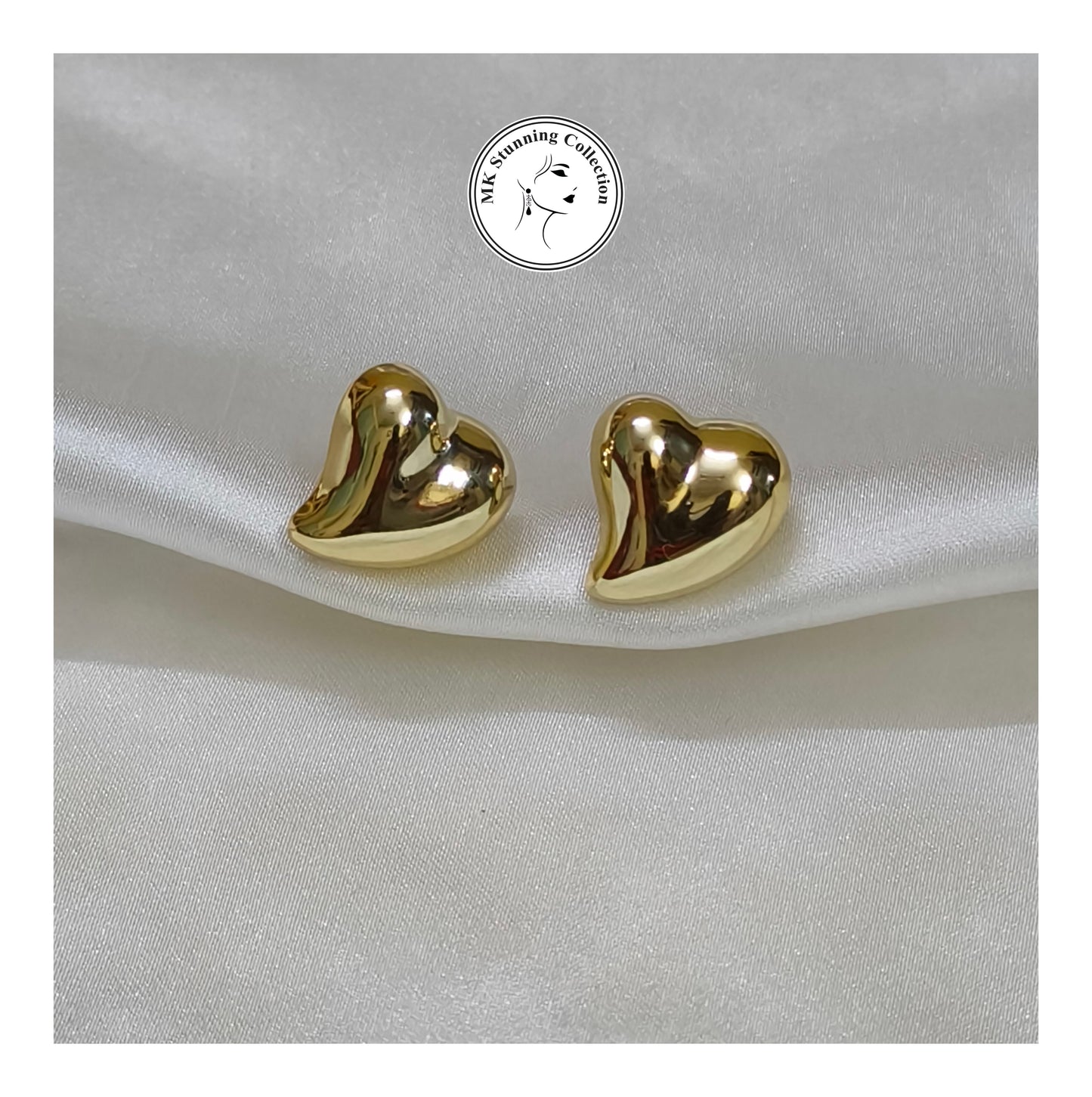 Elegant Gold Heart Stud Earrings