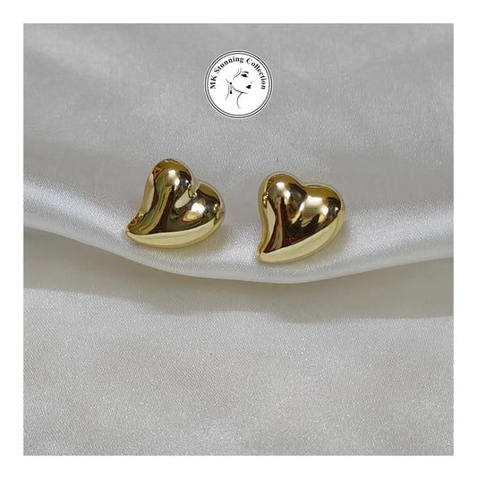 Elegant Gold Heart Stud Earrings