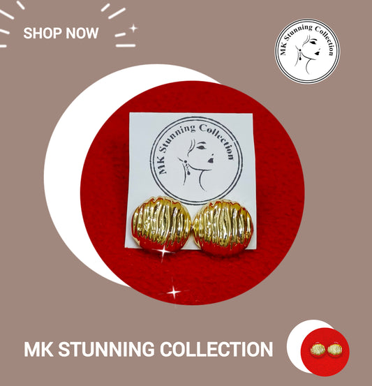 Elegant Textured Gold Stud Earrings