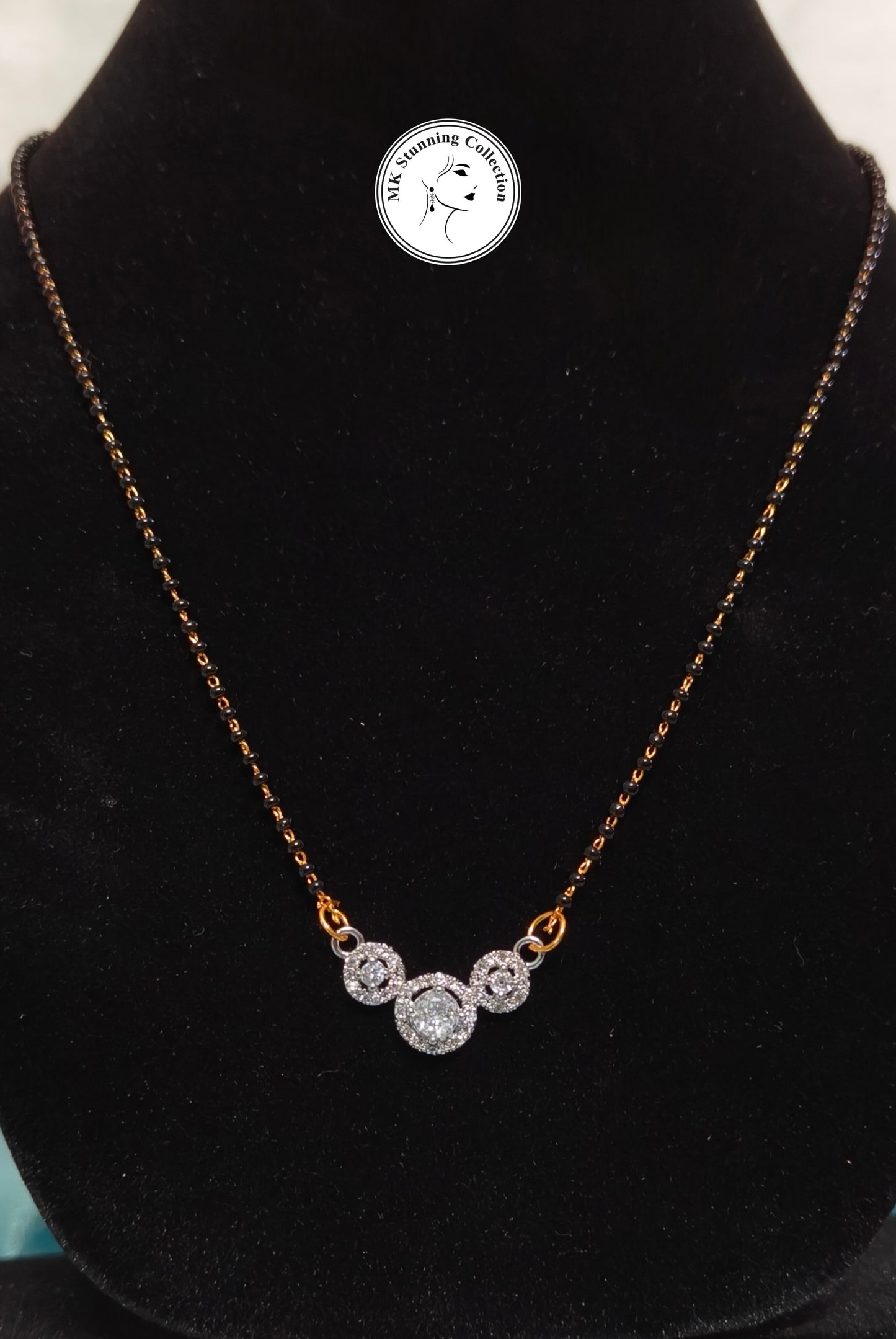 Sparkling Triple-Circle Pendant Necklace