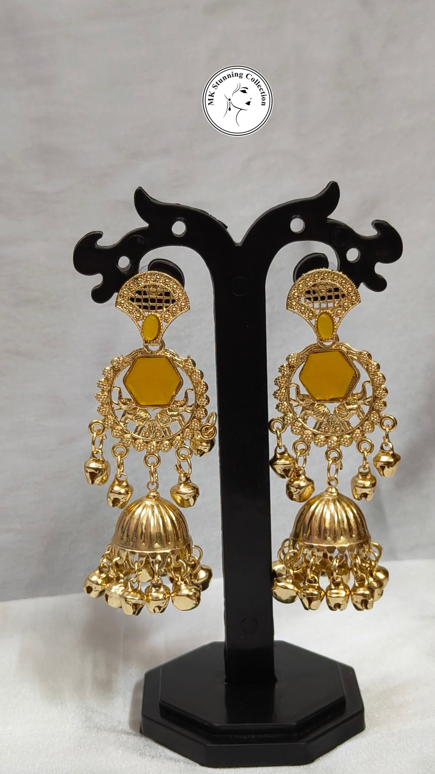 Elegant Yellow Stone Jhumka Earrings
