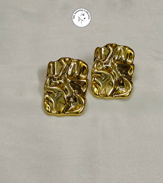 Modern Gold Textured Earrings